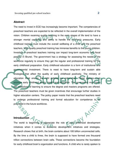 Investing Qualified Pre-School Teachers