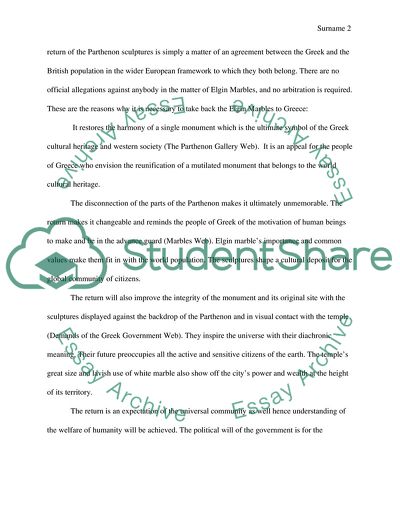 Argument for the Return of Elgin Marbles to Greece