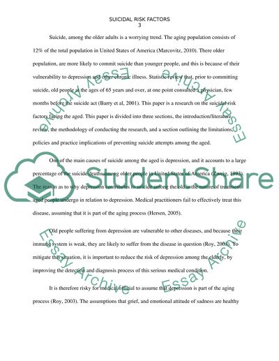 What are the suicidal risk factors for older adults
