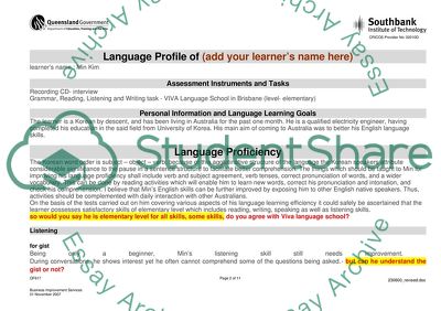 Learners Profile Analysis