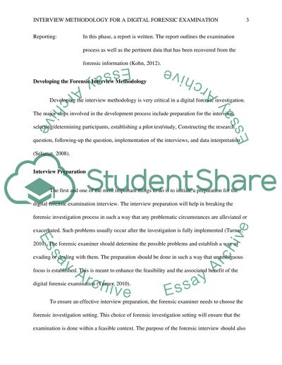 Interview Methodology for a Digital Forensic Examination