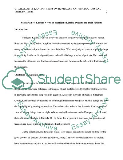 Essay Papers For Sale Utilitarian Vs Kantian Views On Hurricane Katrina Doctors And Their Patients Essay Example Essay Paper also Essay About High School Utilitarian Vs Kantian Views On Hurricane Katrina Doctors And Their Friendship Essay In English