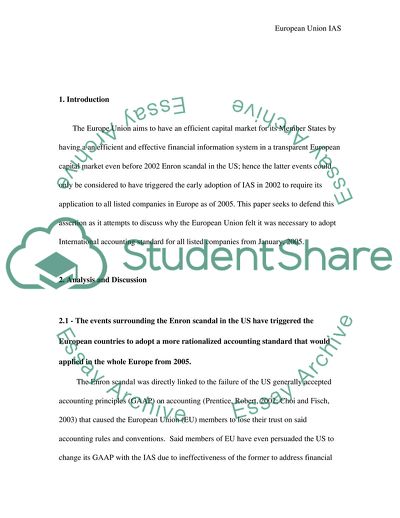 The European Union Necessity to Adopt International Accounting Standards
