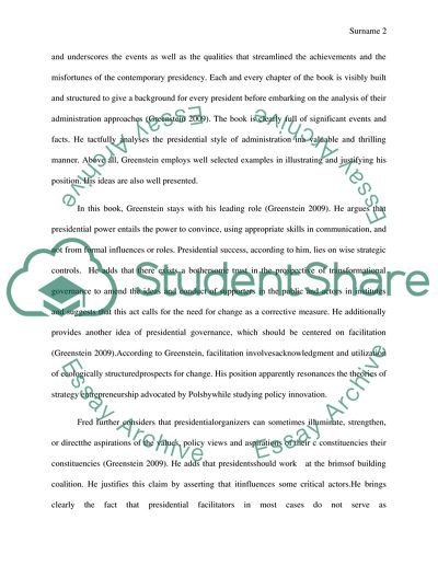 An Informative Account of the Attributes of the Presidents in the Book Fred Greenstein