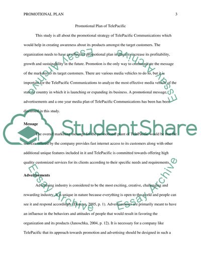 Promotional Plan of TelePacific