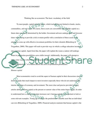 Thinking like an economist: The basic vocabulary of the field