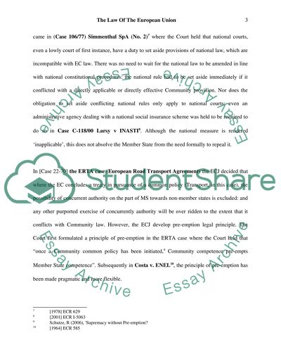 Supremacy of Community Law