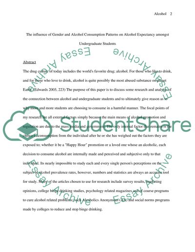 The Influence of Gender and Alcohol Consumption Patterns on Alcohol Expectancy