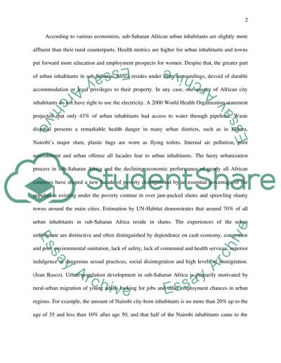 Urbanization in Saharan Africa