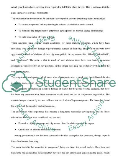 International Economic Growth: Japanese Post-War Economic Miracle