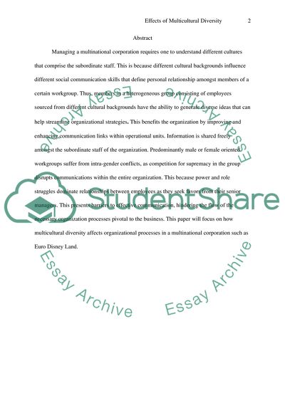 Effects of Multicultural Diversity on Multinational Corporations