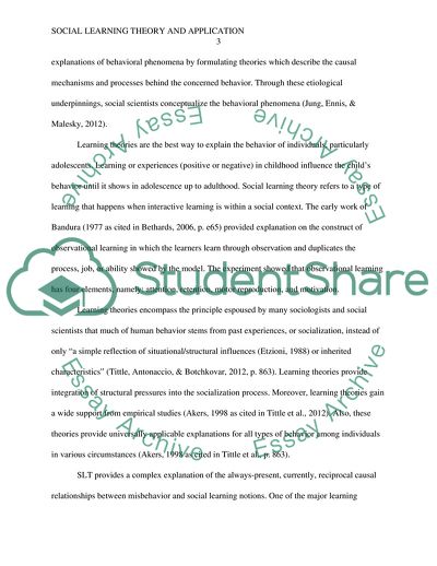 Social Learning Theory and its Application