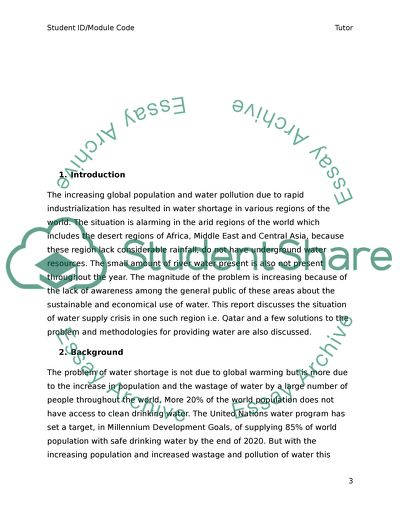 The Situation of Water Supply Crisis in Qatar