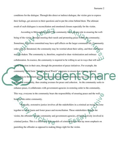 The Victim and the Community in Restorative Justice