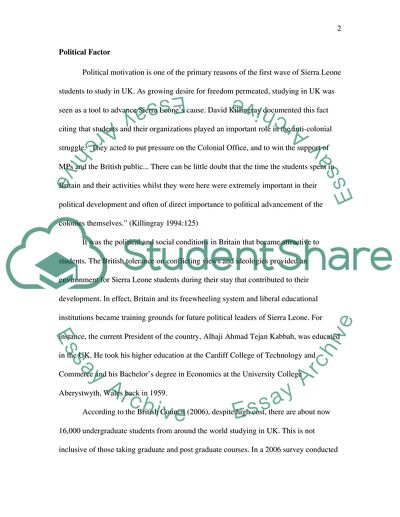 What Motivates Students from Sierra Leone to Choose to Study in the UK