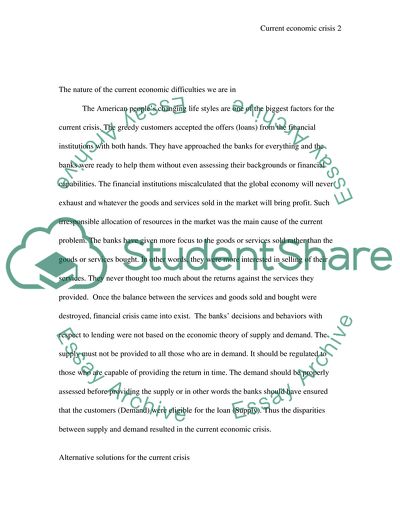 The Current Global Financial Crisis