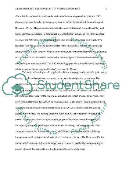 Standardized Terminology in Nursing Practice
