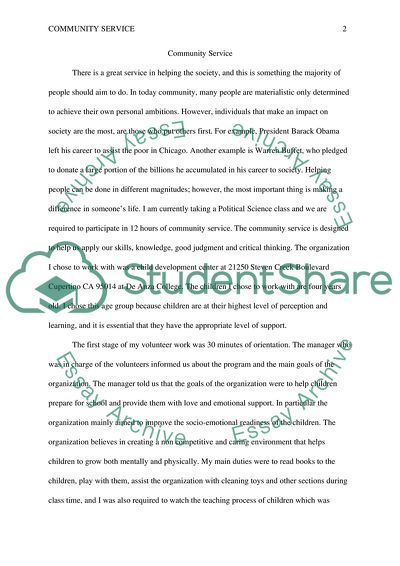 Community service work journal/ political science