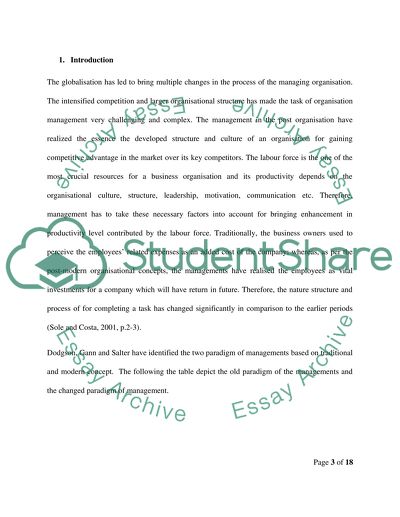 Organisation Management of Watsons Engine Components and H&M Consulting