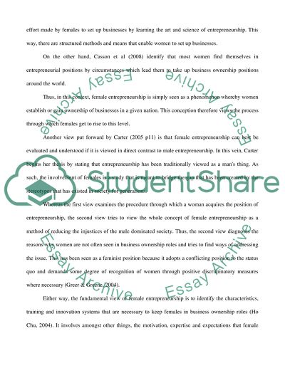 The Female Entrepreneurship in Comparison to Its Male Counterparts in UK