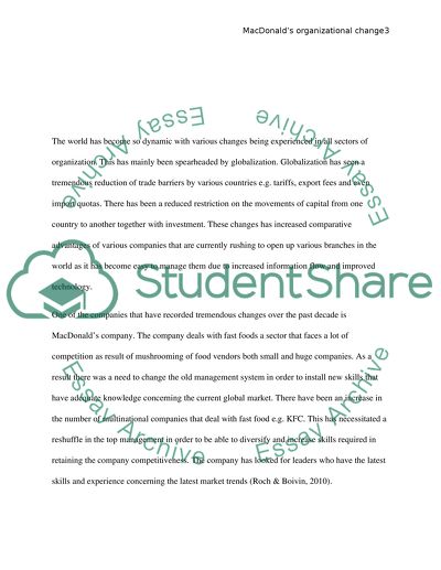 McDonalds Organizational Change