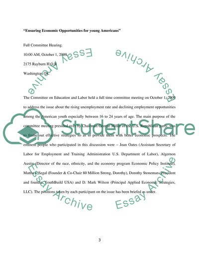 Ensuring Economic Opportunities for Young Americans