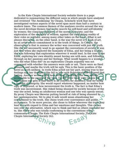 Chopins Edna in The Awakening: Integrity in Depicting Sexuality and the Inner Life of Women