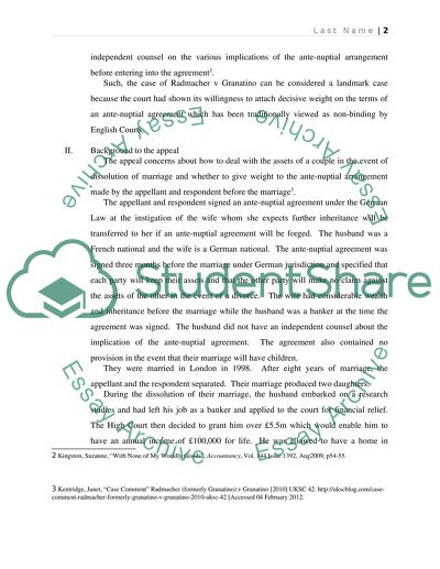 The case of Radmacher v Granatino