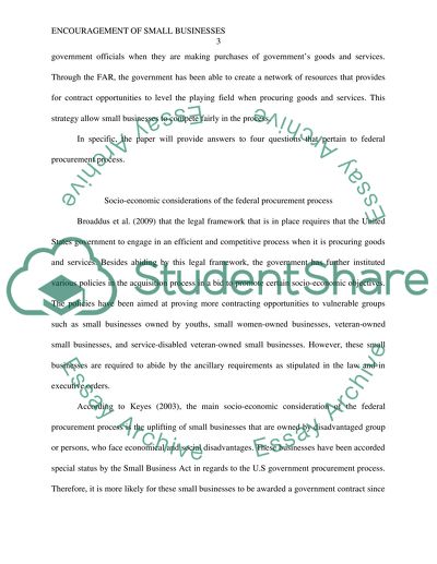 Encouragement of Small Business