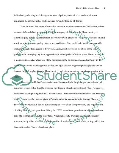 Platos educational plan