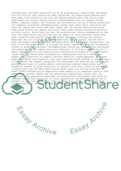 International business DISCUSSION