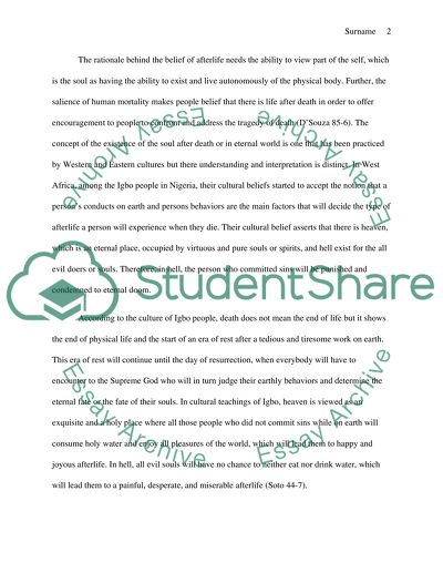 A Specific Cultures Beliefs About the Afterlife