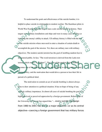 Suicide Bombing as a Political Tactic: Effectiveness and Goals