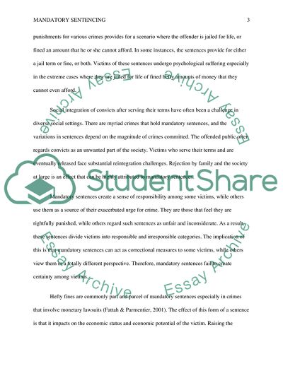 Effects of Mandatory Sentencing on Victims