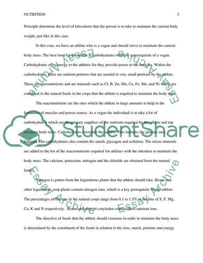 Nutritional Needs of the Target Group