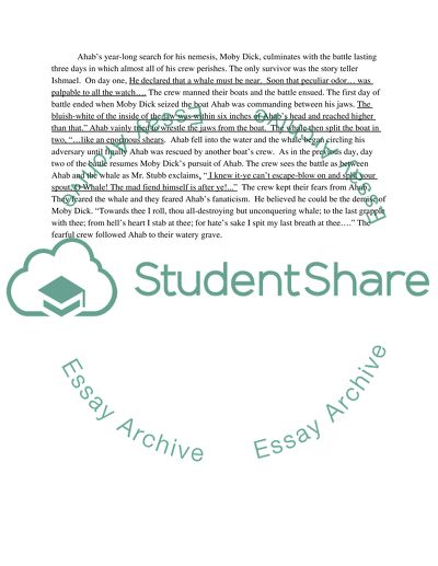 Ahabs obsession and trip of self-destruction