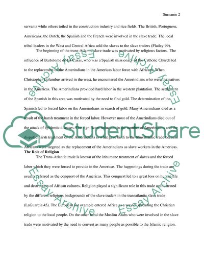 The Role of Religion in the Trans-Atlantic Slave Trade