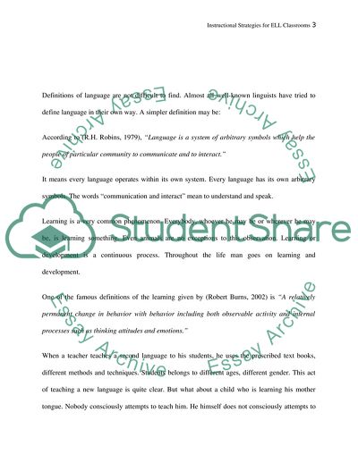 Instructional Strategies for English Language Learner Classrooms