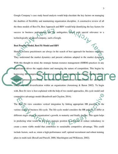 Google Companys SHRM Approach