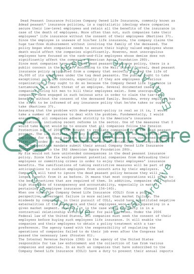 Dead Peasant Insurance Policy