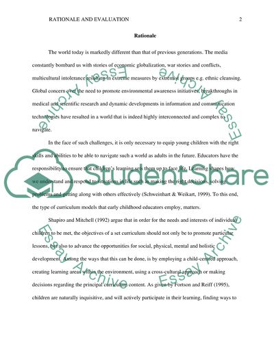 Early Childhood: Rationale and Evaluation