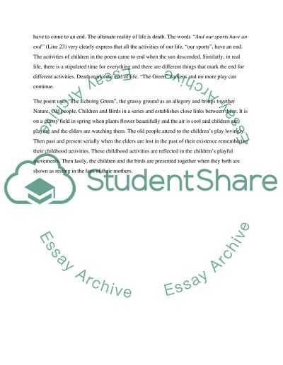 Analyzing the The Ecchoing Green