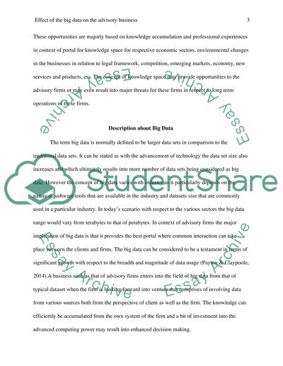 Effect of Big Data on the Advisory Business