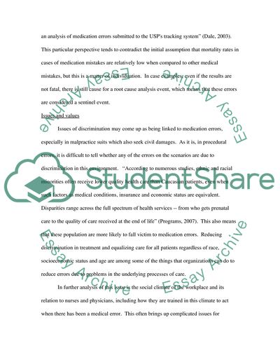 Analysis of Medication Errors