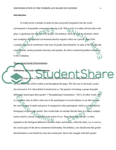 Discrimination in the Workplace Based on Gender