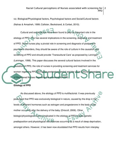 Racial Cultural Perceptions of Nurses Associated With Screening for Postpartum Depression