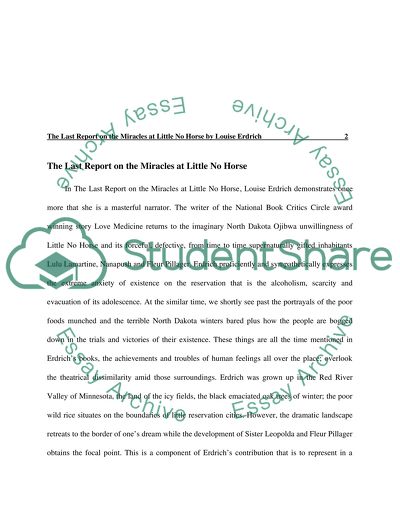 The Last Report on the Miracles at Little No Horse by Louise Erdrich