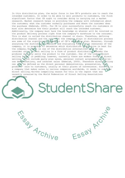 Distribution Plan for Chocoberry Company