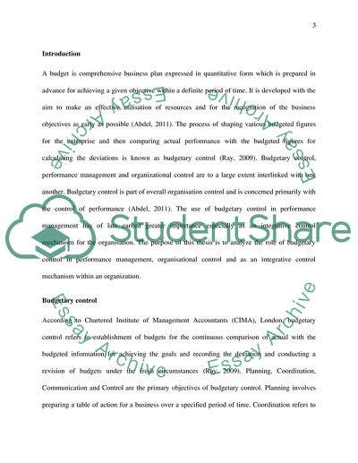 Budgetary Control as a Tool of Management