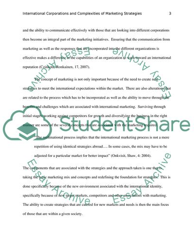 International Corporations and Complexities of Marketing Strategies